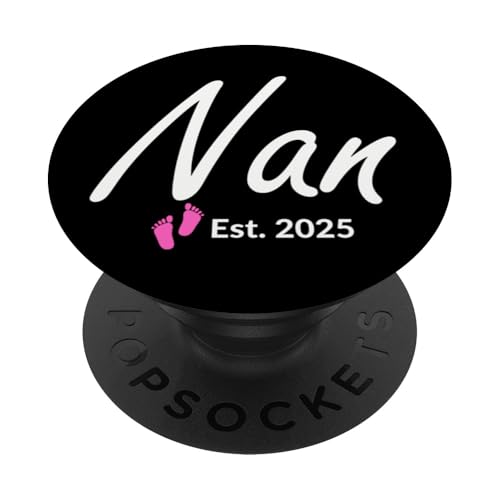 Neue Mutter eines kleinen Mädchens gegründet 2025 PopSockets Klebender PopGrip von 2025 New Baby Girl Announcement Pink Footprints