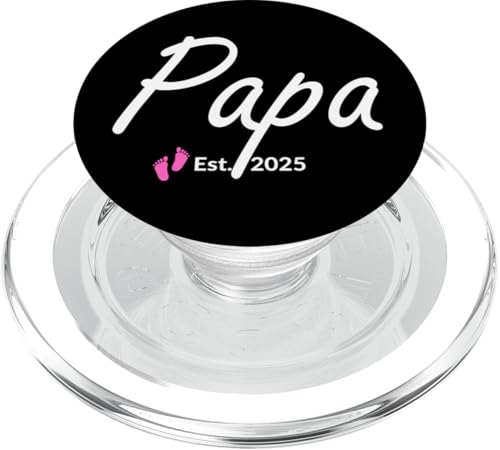 Neuer Papa eines kleinen Mädchens gegründet 2025 PopSockets PopGrip für MagSafe von 2025 New Baby Girl Announcement Pink Footprints