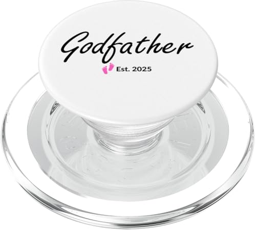 Neuer Pate eines kleinen Mädchens gegründet 2025 PopSockets PopGrip für MagSafe von 2025 New Baby Girl Announcement Pink Footprints