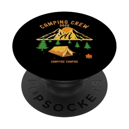 2025 Lustige Camping-Crew-Titel - Lagerfeuer Vampir PopSockets Klebender PopGrip von 2025 Camping, Hiking, Fishing, Hunting, Outdoors