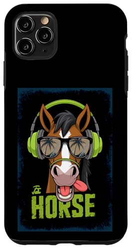 Hülle für iPhone 11 Pro Max Cooles Pferd mit Kopfhörern und tropischen Vibes von 26 Rd Londonshirts Apparel