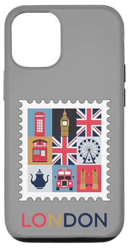 Hülle für iPhone 12/12 Pro London Stempel mit ikonischen Sehenswürdigkeiten – London-Souvenir von 26 Rd Londonshirts Apparel