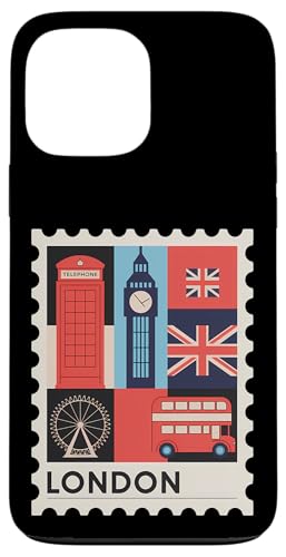 Hülle für iPhone 13 Pro Max London Stempel mit ikonischen Sehenswürdigkeiten – London-Souvenir von 26 Rd Londonshirts Apparel