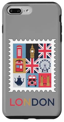 Hülle für iPhone 7 Plus/8 Plus London Stempel mit ikonischen Sehenswürdigkeiten – London-Souvenir von 26 Rd Londonshirts Apparel