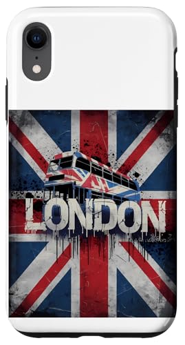 Hülle für iPhone XR London – Grungy UK Flagge und Doppeldecker Bus Art von 26 Rd Londonshirts Apparel