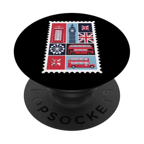 London Stempel mit ikonischen Sehenswürdigkeiten – London-Souvenir PopSockets Klebender PopGrip von 26 Rd Londonshirts Apparel