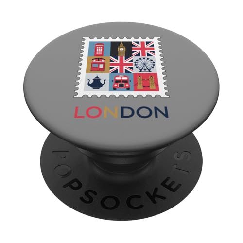 London Stempel mit ikonischen Sehenswürdigkeiten – London-Souvenir PopSockets Klebender PopGrip von 26 Rd Londonshirts Apparel