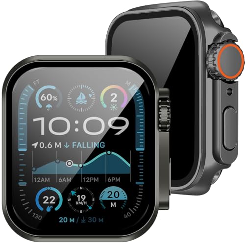 2Buyshop Hülle für Apple Watch Serie 10 46mm Schutzhülle Hülle mit Anti Spy Displayschutz, Sieht aus wie eine iWatch Ultra Ultradünne PC Schutz Schutzhülle für Apple Watch Series 10 Hülle 46mm Case von 2Buyshop