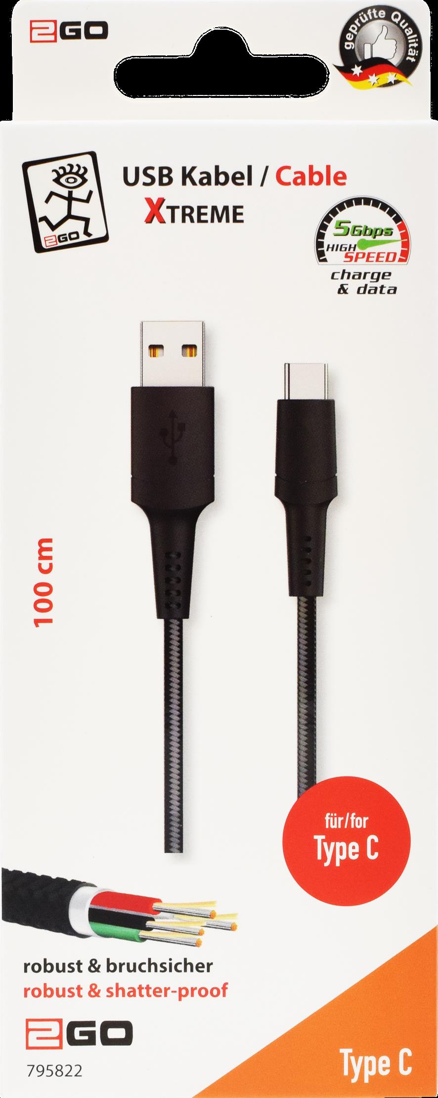 2GO 795822 USB Kabel 1 m USB B USB C Schwarz (795822) von 2GO