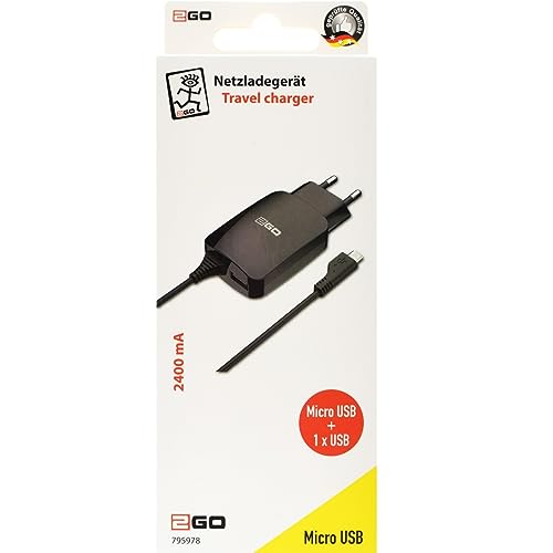Ladegerät 100V-240V Micro-USB + 1 x Universal USB 2000mA, schwarz, (kompatibel mit den meisten Geräten,Tablets, eReadern, Smartphones) von 2GO