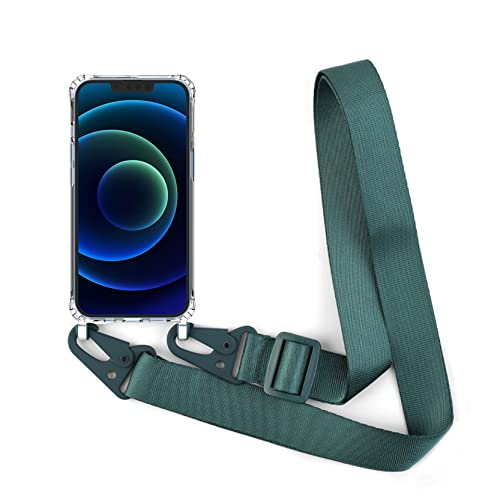 2NSPDRGNI Handykette Schutzhülle kompatibel mit Samsung Galaxy S22 Handyhülle mit Band,Halsband Lanyard Transparent Silikonhülle,Dunkelgrün von 2NSPDRGNI