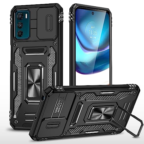 2NSPDRGNI Kameraschutz Hülle kompatibel mit Motorola Moto G42,Schutzhülle Standard Stoßfest Cover 360 Metall Ring Halter Handy Hüllen Case,Schwarz von 2NSPDRGNI