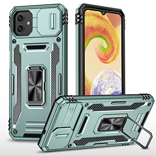 2NSPDRGNI Kameraschutz Hülle kompatibel mit Samsung Galaxy M13 5G/A04,Schutzhülle Standard Stoßfest Cover 360 Metall Ring Halter Handy Hüllen Case,Grün von 2NSPDRGNI