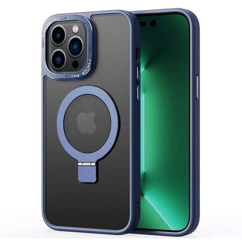 2NSPDRGNI Magnetisch Hülle für iPhone 16 Pro Max,Durchscheinende Matt Schutzhülle Magnetring Handyhülle mit Unsichtbar Ständer,Blau von 2NSPDRGNI