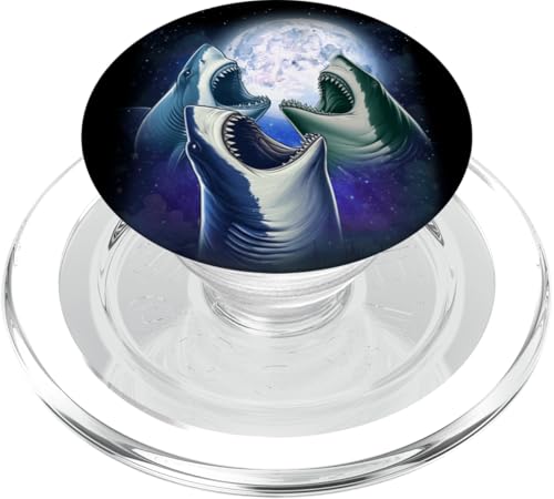 3 Bullsharks Heulen auf dem Mond Lustiger Bullshark-Liebhaber PopSockets PopGrip für MagSafe von 3 Animals Howling At The Moon Gift Ideas