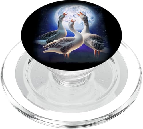 3 Gans Heulen auf dem Mond Lustige Gans Vogel Liebhaber Birder PopSockets PopGrip für MagSafe von 3 Animals Howling At The Moon Gift Ideas