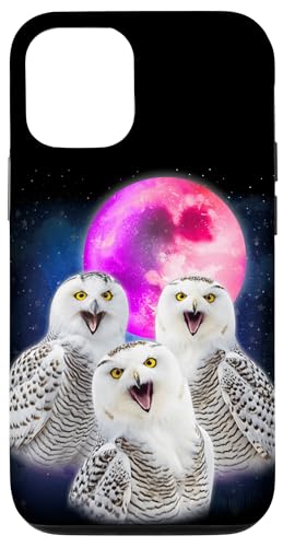 3 Schneeeule heulend auf dem Mond lustige Eule Vogelliebhaber Vogelvogel Hülle für iPhone 12/12 Pro von 3 Animals Howling At The Moon Gift Ideas