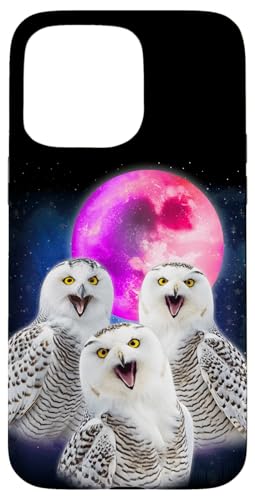 3 Schneeeule heulend auf dem Mond lustige Eule Vogelliebhaber Vogelvogel Hülle für iPhone 15 Pro Max von 3 Animals Howling At The Moon Gift Ideas