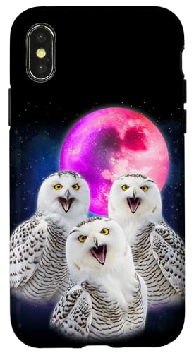 3 Schneeeule heulend auf dem Mond lustige Eule Vogelliebhaber Vogelvogel Hülle für iPhone X/XS von 3 Animals Howling At The Moon Gift Ideas