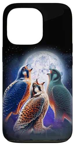 Hülle für iPhone 13 Pro 3 Falke heulend auf dem Mond lustige Falken Vogelliebhaber Birder von 3 Animals Howling At The Moon Gift Ideas