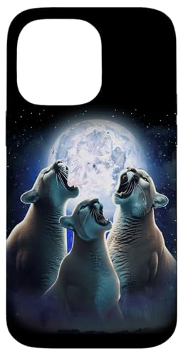 Hülle für iPhone 14 Pro Max 3 Pumas, die den Mond anheulen Lustiger Berglöwe Puma Cougar von 3 Animals Howling At The Moon Gift Ideas