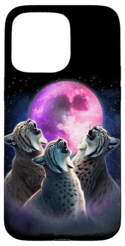 Hülle für iPhone 15 Pro Max 3 Rotluchs, der den Mond anheult Lustiger Rotluchs, Luchs, Wildkatze von 3 Animals Howling At The Moon Gift Ideas