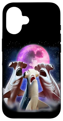 Hülle für iPhone 16 3 Hammerhaie, die den Mond anheulen Lustiger Hailiebhaber von 3 Animals Howling At The Moon Gift Ideas