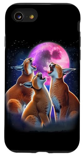 Hülle für iPhone SE (2020) / 7 / 8 3 Caracale heulen den Mond an Lustiger Caracal Wildkatzenliebhaber von 3 Animals Howling At The Moon Gift Ideas