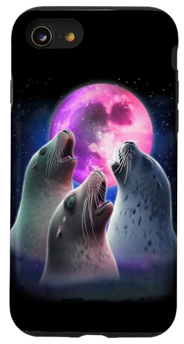 Hülle für iPhone SE (2020) / 7 / 8 3 Robben, die den Mond anheulen, Lustiger Seehund, Seelöwe, Tierliebhaber von 3 Animals Howling At The Moon Gift Ideas