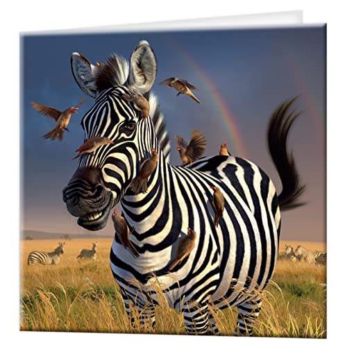 3D LiveLife Grußkarte - Jailbird von Deluxebase. Bunte Zebra Linsenförmig 3D-Karte für jeden Anlass und jedes Alter. Originalvorlage lizenziert von dem bekannten Künstler Jerry LoFaro von 3D LiveLife