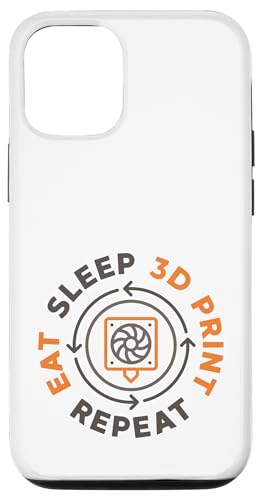 Eat Sleep 3D-Druck Wiederholen 3D-Druck - 3D-Drucker Hülle für iPhone 12/12 Pro von 3D Printing Minimal Line Designs