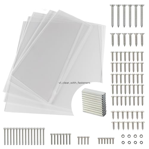 3D SOURCERER V1 Clear Prusa IKEA Lack Plexiglas 3 mm 5er-Pack Acryl-Set für 3D-Druckergehäuse | x10 Magnete (20 x 6 x 2 mm) | 3 Schutzfolien 440 x 440 mm & 220 x 440 mm von 3D SOURCERER