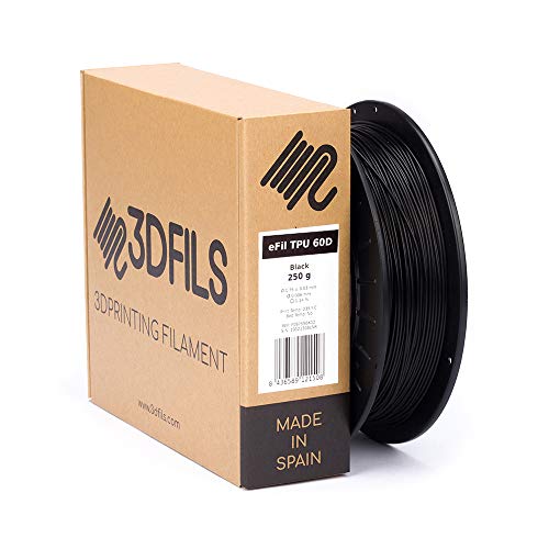 3DFILS Flexibles Filament für 3D-Drucker eFil TPU 60D / 1.75 mm/250 g/Schwarz von 3DFILS