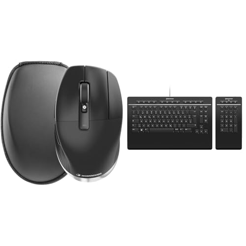 3Dconnexion CadMouse Pro Wireless & Keyboard Pro with Numpad (Tastatur, kabelgebunden, separater Nummernblock, deutsches Layout - QWERTZ), Mattschwarz von 3Dconnexion