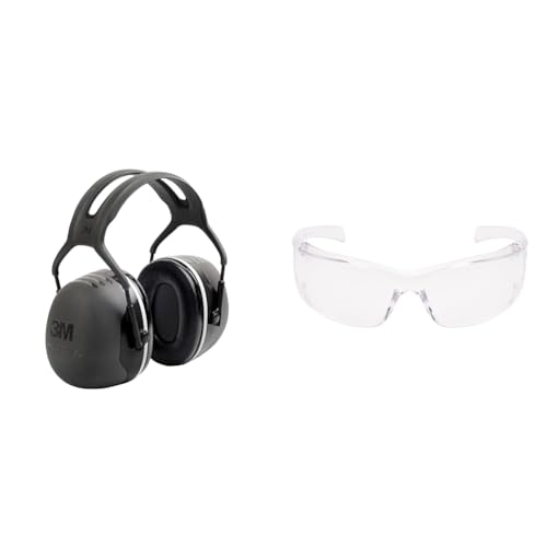 3M PELTOR X5 Kapselgehörschutz X5A Kopfbügel SNR 37 dB, Schwarz & 3M Virtua AP Schutzbrille - Augenschutz, UV Schutz - Transparente, kratzfeste Schutzbrille für Industrie und Gewerbe, 26 g leicht von 3M PELTOR