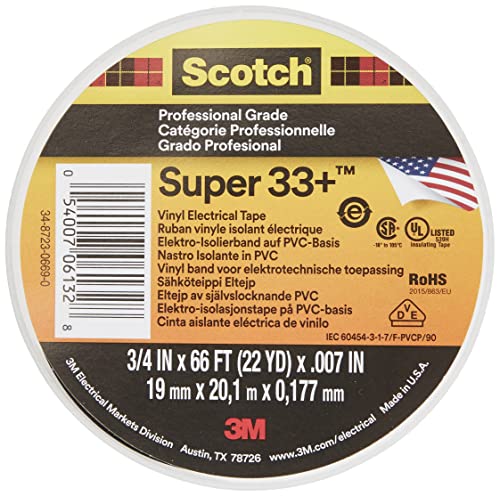 3M 33+ Scotch Super Elektro Isolierband, Vinyl, 19 mm x 20,1m von 3M