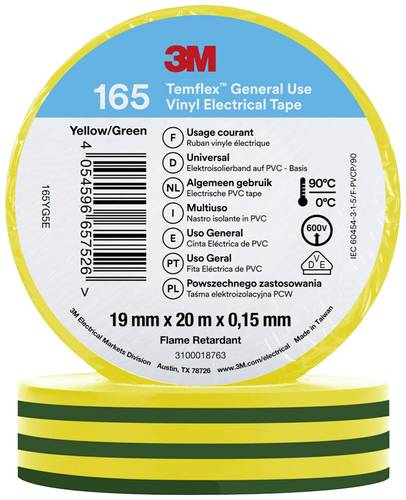 3M 165YG5E Isolierband Grün-Gelb (L x B) 20m x 19mm von 3M