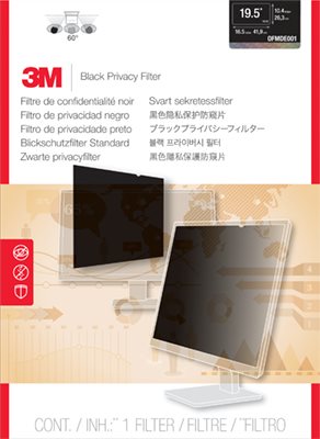 3M Privacy Filter 19,5W - Bildschirmfilter - 49,5 cm Breitbild (19.5"  Breitbild) - Schwarz (7100083288) von 3M