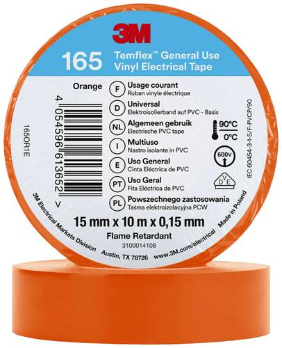 3M Temflex™ 165 165OR1E Isolierband Temflex™ 165 Orange (L x B) 10m x 15mm von 3M