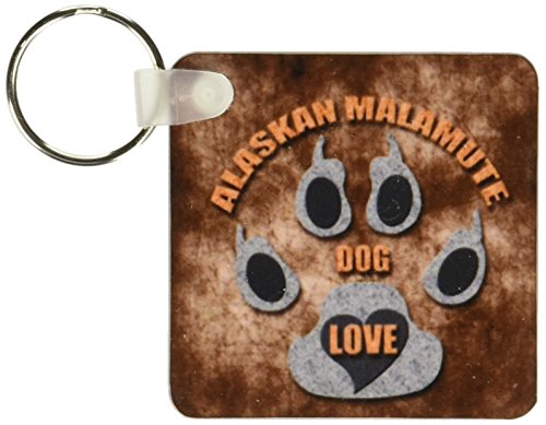 3drose Alaskan Malamute Love Hund Rasse, in grau und braun – Schlüssel Ketten, 5,7 x 11,4 cm, Set 2 Stück (KC 22021 _ 1) von 3dRose