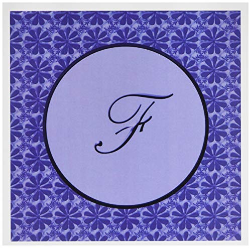 3drose Elegant Buchstabe F in einer runden Rahmen umgeben von einem Blumen Muster alle in Lavendel Blau MONOTONES (– Grußkarten, 6 von Foto, Set 12 (GC 36021 _ 2) von 3dRose