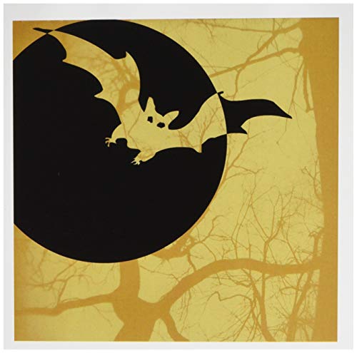 3drose orange Fledermaus und Full moon- Halloween Kunst-Spuk-Designs – Grußkarten, 6 von Foto, Set 12 (GC 39338 _ 2) von 3dRose