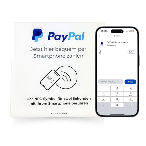 PayPal NFC Karte für Geschäfte | Ohne QR-Code Zahlungen akzeptieren | Vorprogrammiert auf Ihren PayPal Account - weiß von 4.0 COMMERCE