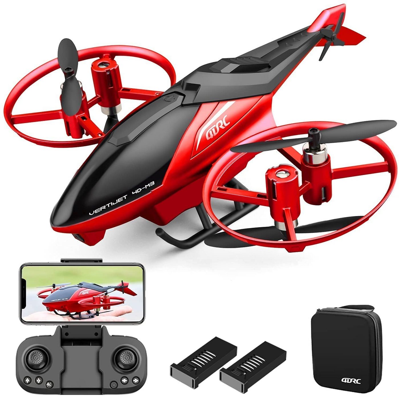 4DRC M3 Hubschrauber-Drohne Spielzeug-Drohne (1080p Full HD, FPV-Live-Video-RC-Quadcopter für Anfänger, 3D-Flips, Gesten-Selfie) von 4DRC
