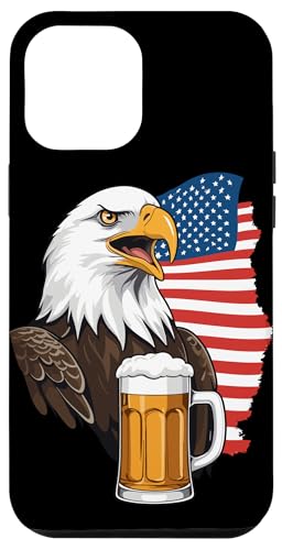 Hülle für iPhone 14 Pro Max Lustiger Weißkopfseeadler mit Bierkrug zum Feiern der Freiheit von 4th Of July Memorial Day Independence Day