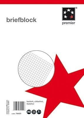 5 Star 794591 Briefblock CF, kariert, 70 g/qm, DIN A5, 50 Blatt von 5 Star