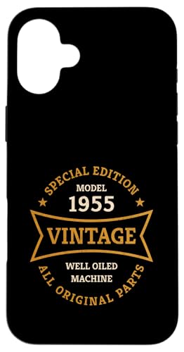 Hülle für iPhone 16 Plus Oldtimer 70. Geburtstag Jahrgang 1955 Vintage 70 Jahre von 70. Geburtstag Geschenkidee für Mann Frau 70 Jahre