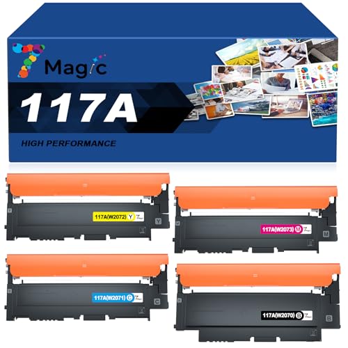 7Magic 4er-Pack Kompatibel HP 117A Toner Set als Ersatz Toner für HP Color Laser MFP 179fwg 178nwg 150nw 150a 179 178 150 W2070A W2071A W2072A W2073A (Schwarz Cyan Gelb Magenta) von 7Magic