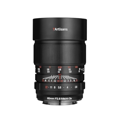 7Artisans 60mm F2.8 Makroobjektiv 2-fache Vergrößerung Manueller Fokus Vollformat-Kameraobjektiv mit großer Blende für Canon RF-Mount EOS-R, RED, EOS-R3, EOS-R5, EOS-R6, EOS-RP von 7artisans