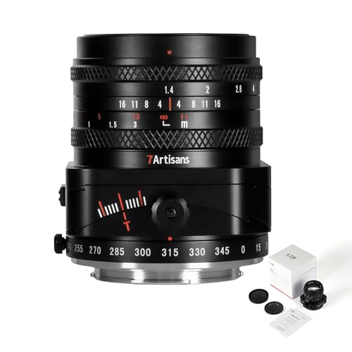 7artisans 50 mm F1.4 Tilt-Shift Objektiv APS-C Prime Große Blende kompatibel mit Fuji X Mount spiegellose Kamera X-T5 X-H2S X-S10 X-T30II X-T20 X-T10 X-T4/-T3/-T2/-PRO3/-M1/-H1/-E4 von 7artisans